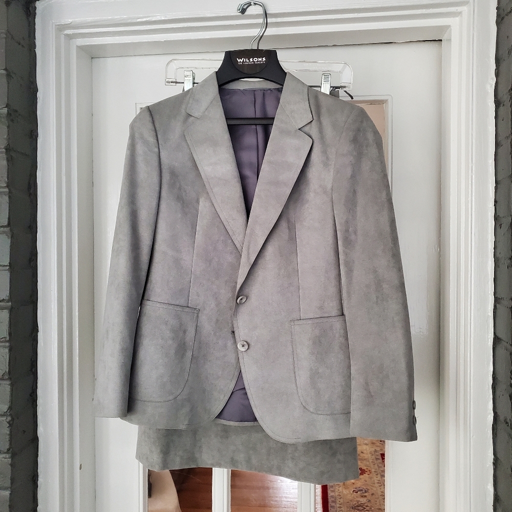 Lady Claridge for Francos Single Breasted suede Skirt Suit Set Vintage Size 4